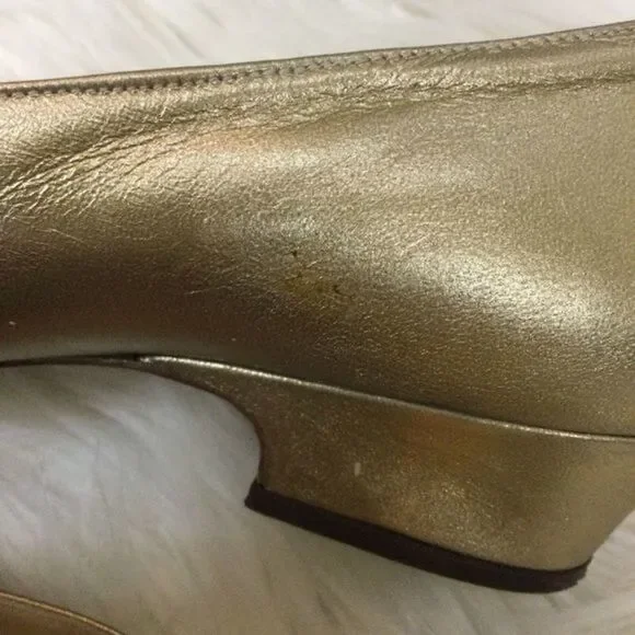 Bruno & Co Metallic Gold Leather Italian Flats Size 6 - Picture 11 of 12
